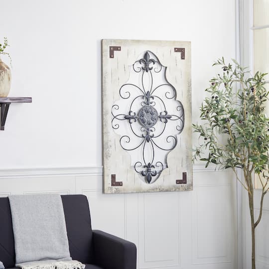 Cream & Brown French Wood & Metal Wall Décor
